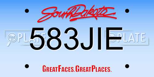 583JIE South Dakota License Plate