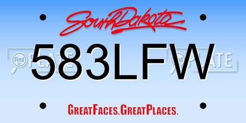 583LFW South Dakota License Plate