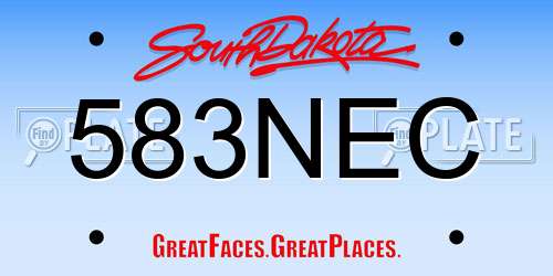 583NEC South Dakota License Plate