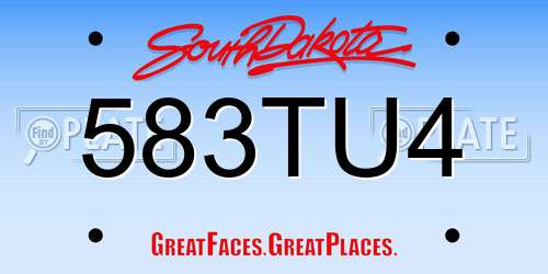 583TU4 South Dakota License Plate