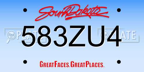 583ZU4 South Dakota License Plate