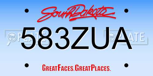583ZUA South Dakota License Plate