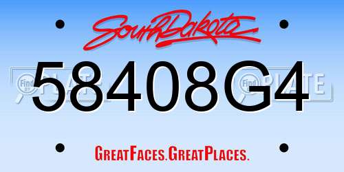 58408G4 South Dakota License Plate