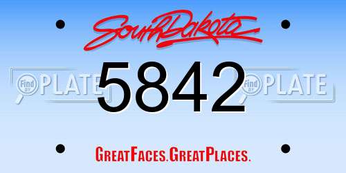 5842 South Dakota License Plate