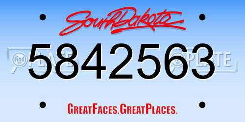 5842563 South Dakota License Plate