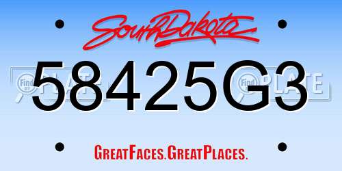 58425G3 South Dakota License Plate