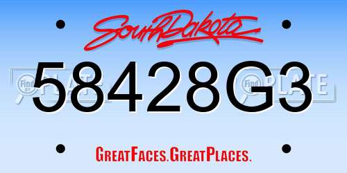 58428G3 South Dakota License Plate