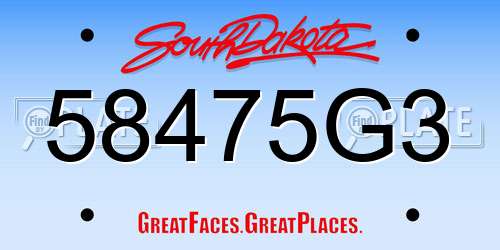 58475G3 South Dakota License Plate
