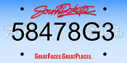 58478G3 South Dakota License Plate