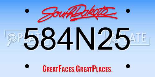 584N25 South Dakota License Plate