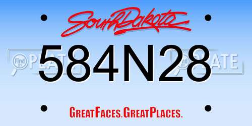 584N28 South Dakota License Plate