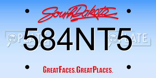 584NT5 South Dakota License Plate