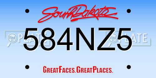584NZ5 South Dakota License Plate