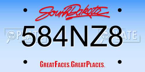 584NZ8 South Dakota License Plate