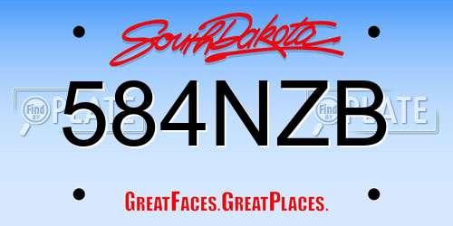 584NZB South Dakota License Plate
