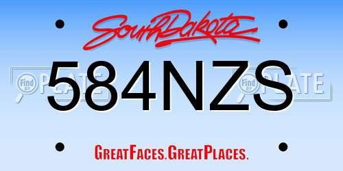 584NZS South Dakota License Plate