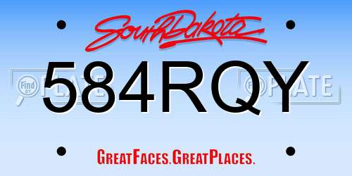 584RQY South Dakota License Plate