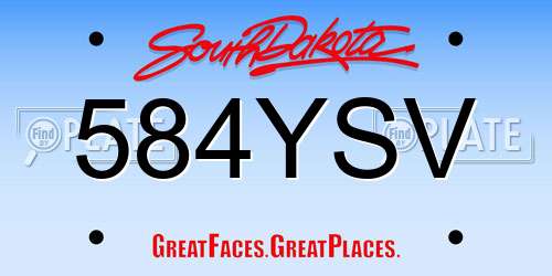 584YSV South Dakota License Plate