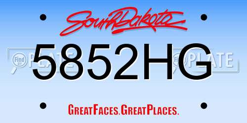 5852HG South Dakota License Plate