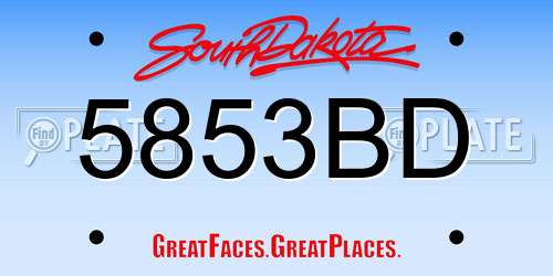 5853BD South Dakota License Plate