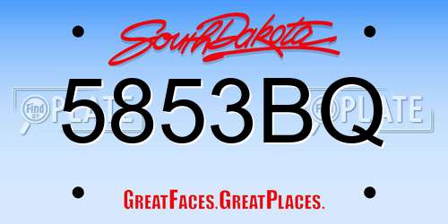 5853BQ South Dakota License Plate