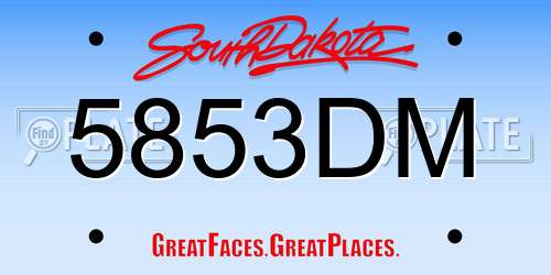 5853DM South Dakota License Plate