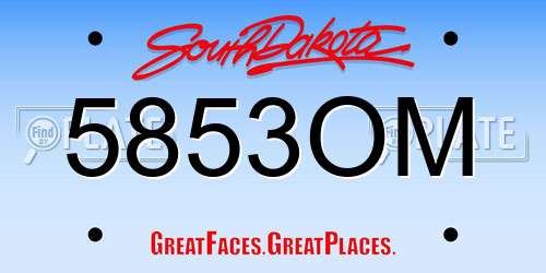 5853OM South Dakota License Plate