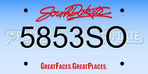 5853SO South Dakota License Plate