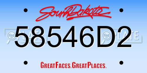 58546D2 South Dakota License Plate