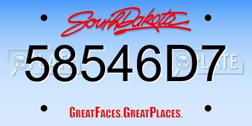 58546D7 South Dakota License Plate