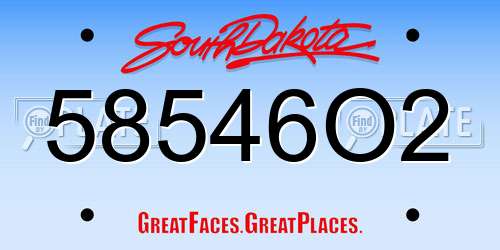 58546O2 South Dakota License Plate