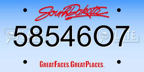 58546O7 South Dakota License Plate