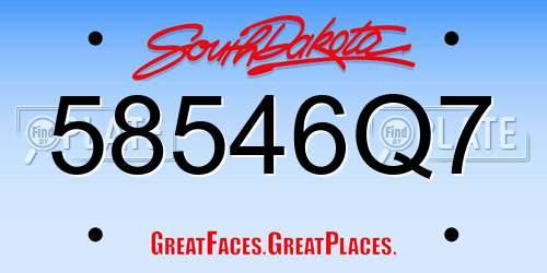58546Q7 South Dakota License Plate