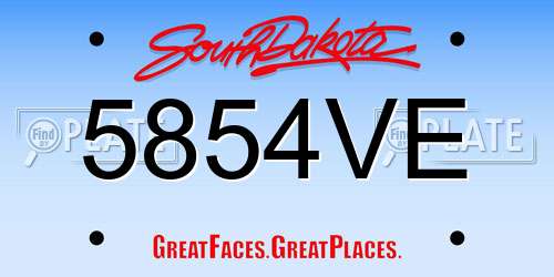 5854VE South Dakota License Plate