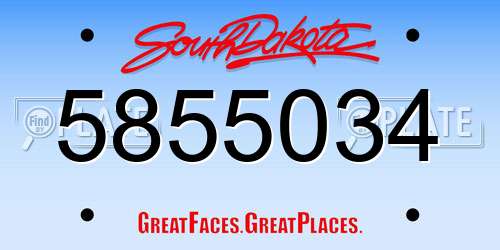 5855034 South Dakota License Plate