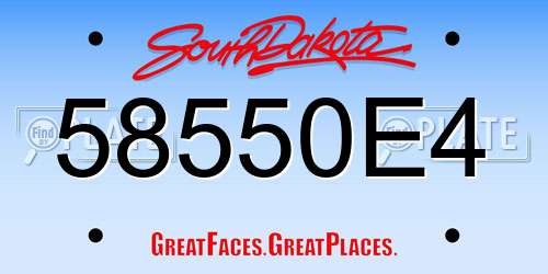 58550E4 South Dakota License Plate