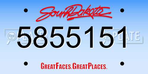 5855151 South Dakota License Plate