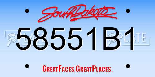 58551B1 South Dakota License Plate