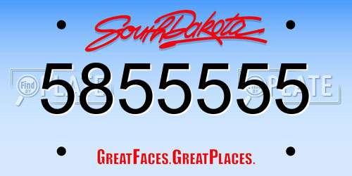 5855555 South Dakota License Plate
