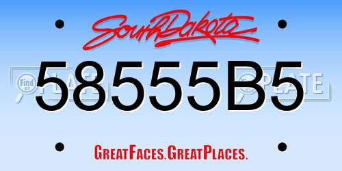 58555B5 South Dakota License Plate
