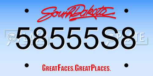58555S8 South Dakota License Plate