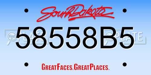 58558B5 South Dakota License Plate