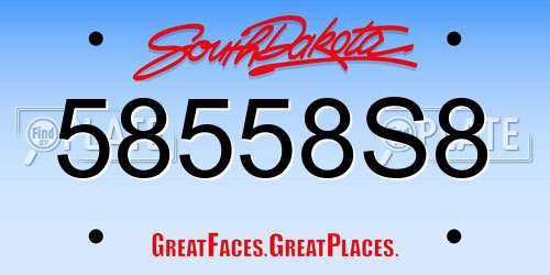 58558S8 South Dakota License Plate