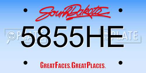 5855HE South Dakota License Plate