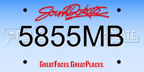 5855MB South Dakota License Plate