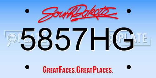 5857HG South Dakota License Plate
