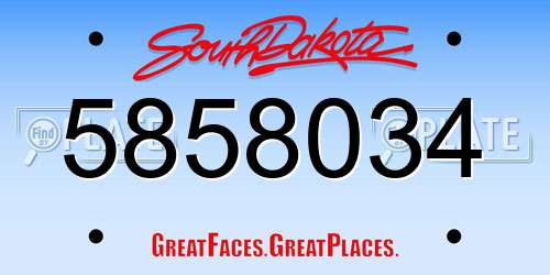 5858034 South Dakota License Plate