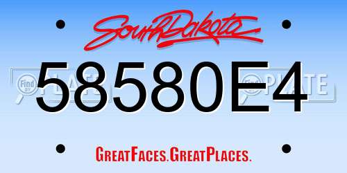 58580E4 South Dakota License Plate