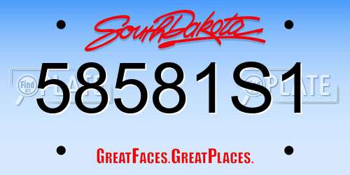 58581S1 South Dakota License Plate