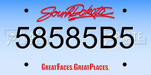 58585B5 South Dakota License Plate